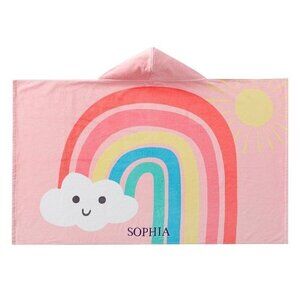 Pottery Barn Kids Happy Rainbows Kid Beach Hooded Towel UPF 50+